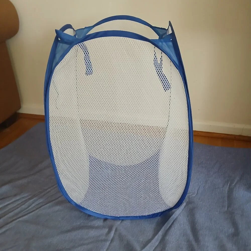 Mesh Pop Up Laundry Hamper Fold able Collapsible Bag for Dorm or Travel